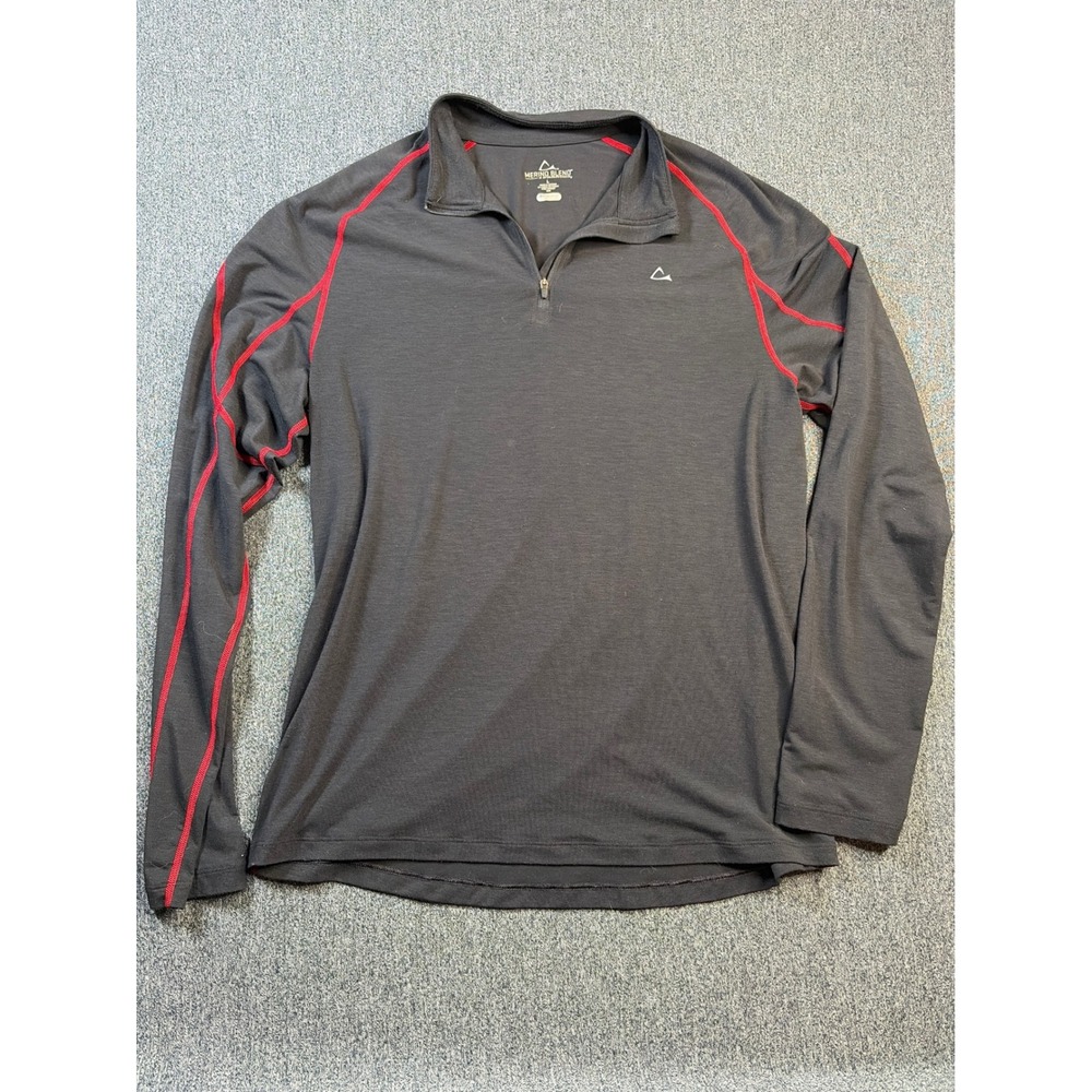 Paradox Mens Merino Blend 1/4 Zip Base Layer‎ Shirt Black Red Large 646257